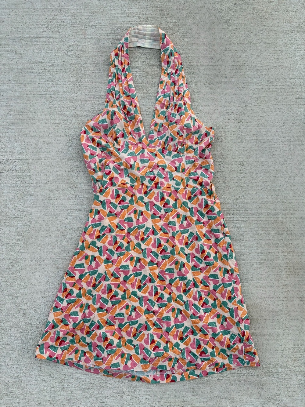 Lili Sidonio Halter Mini Dress Small Retro Abstract Print Euro Summer Cotton
